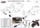 Dual Exhaust System Without Catalytic Converters And Without Sound Certification Mk3 Carbon - Mivv Compatible With Ducati Hypermotard 950 - Sp - Rve (2021-2024)