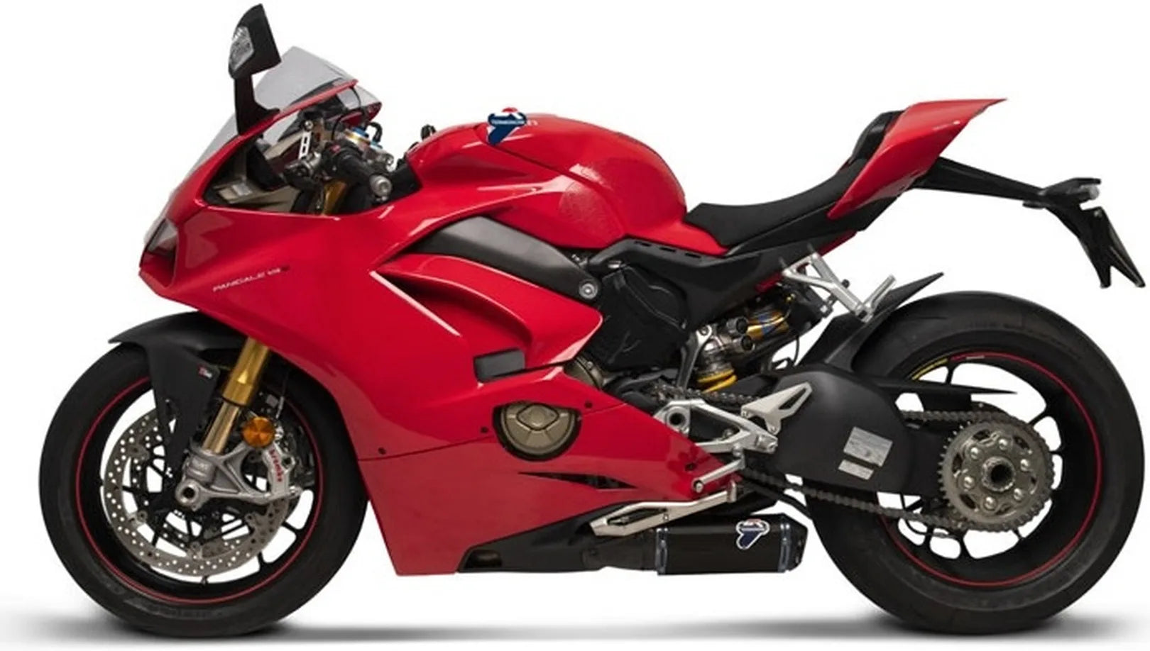 Dual Exhaust System Without Sound Certification Titanium Black Aluminium Cap - Termignoni Compatible With Ducati Panigale V4 (2018-2021)