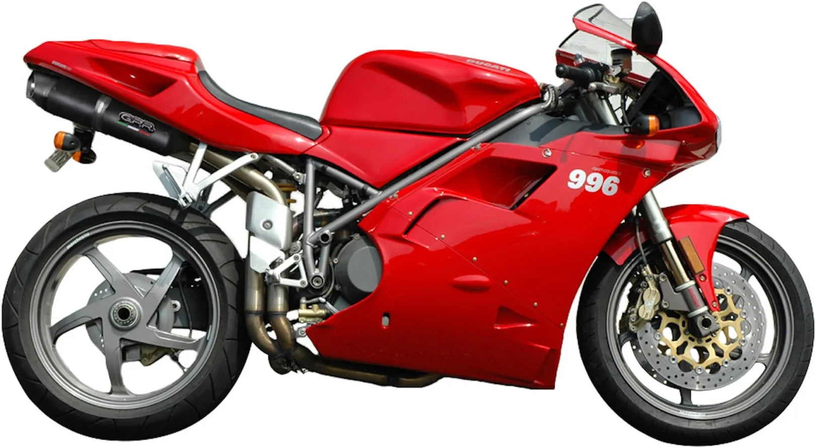 Dual Exhaust System With Sound Certification Furore Aluminium Black - Gpr Compatible With Ducati 996 - S - Sps (1998-2001)