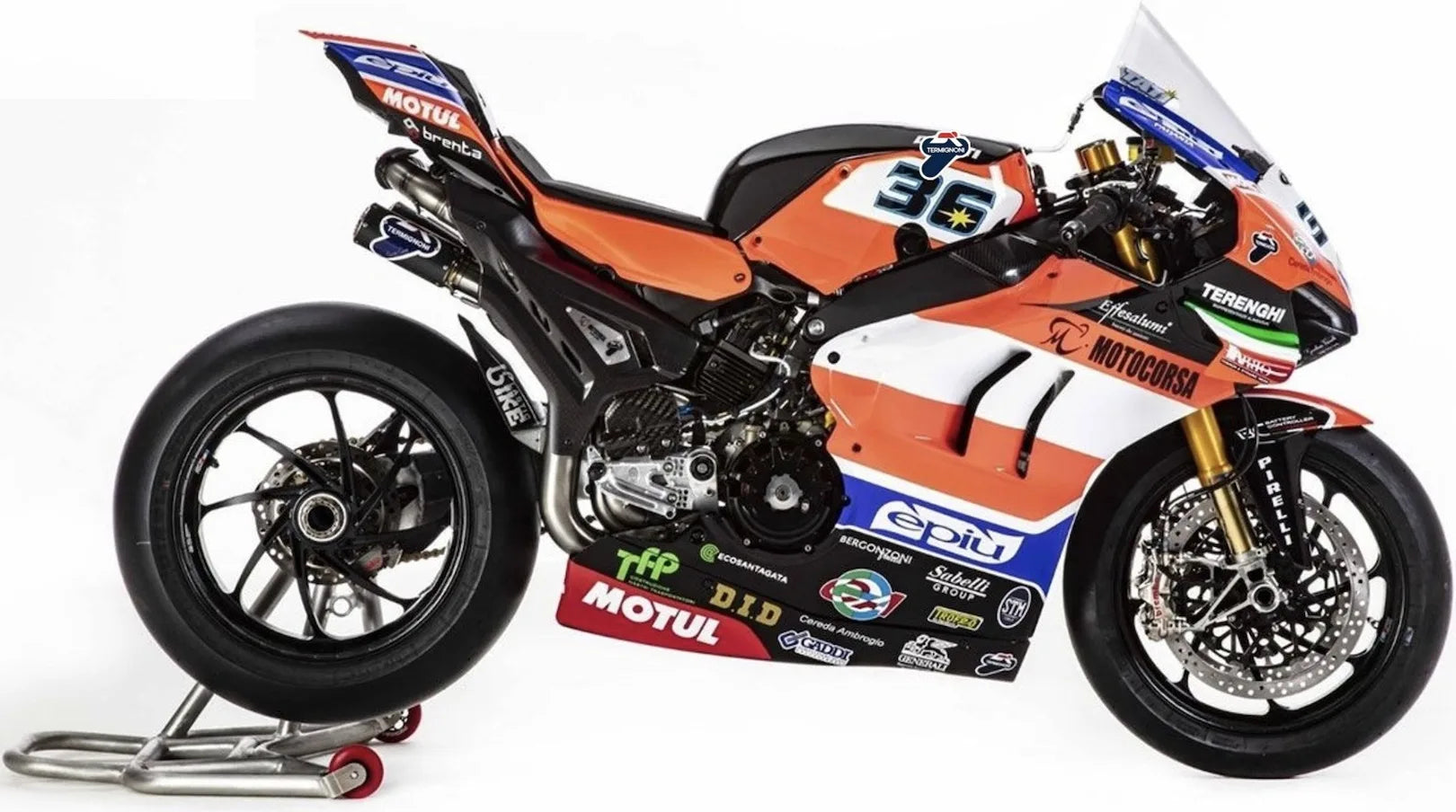 Complete Exhaust System Without Sound Certification Wsbk Replica Full Titanium Black Carbon Cap - Termignoni Compatible With Ducati Panigale V4 (2018-2023)