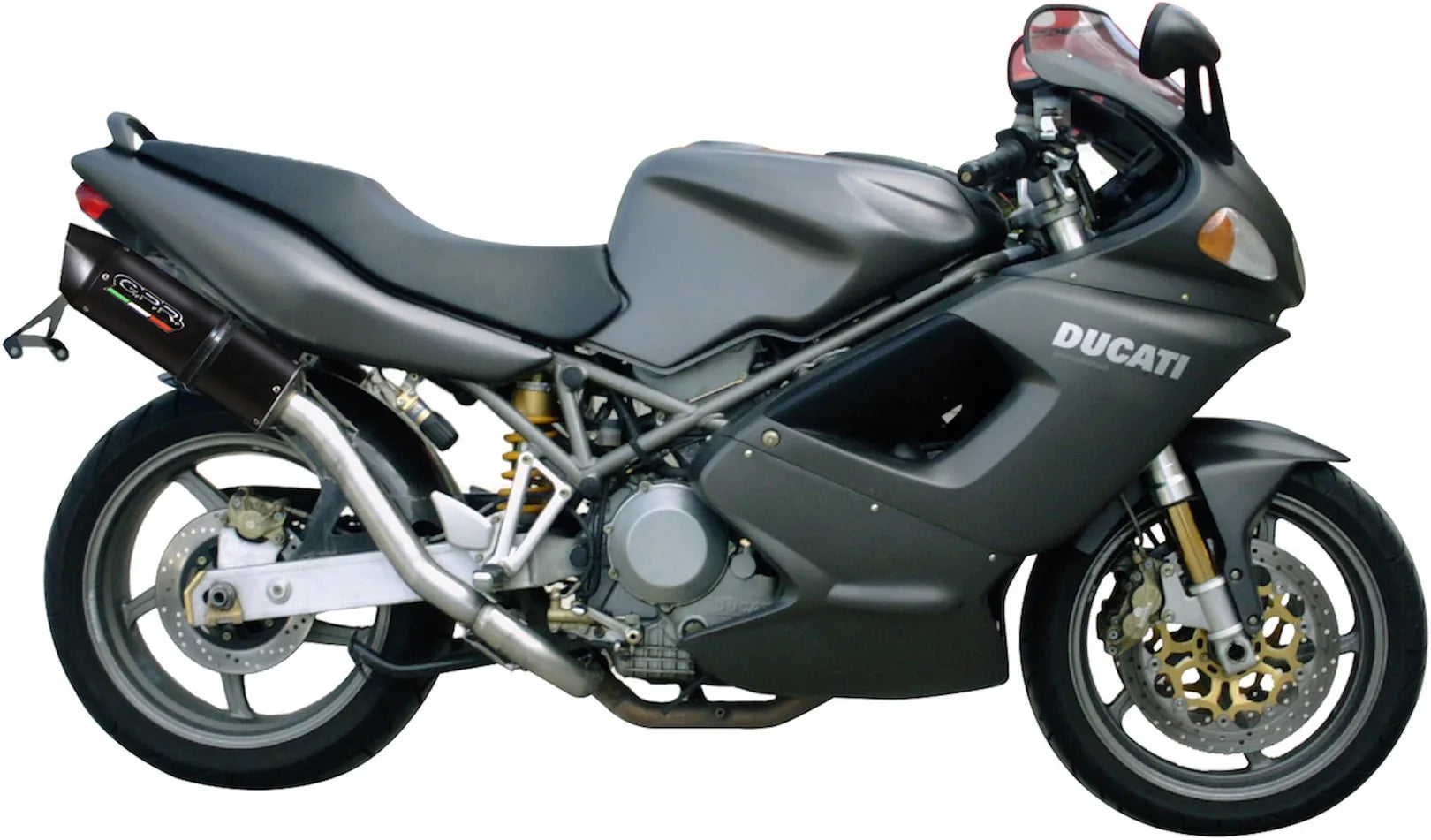 Dual Exhaust System With Sound Certification Furore Aluminium Black - Gpr Compatible With Ducati St3 (2004-2007)