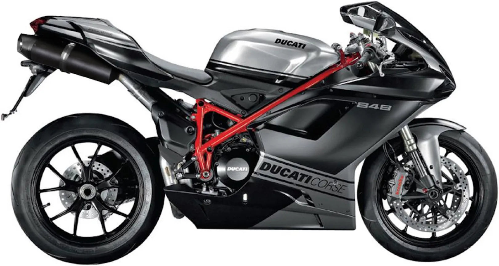 Dual Exhaust System With Sound Certification Furore Aluminium Black - Gpr Compatible With Ducati 848 (2007-2013)