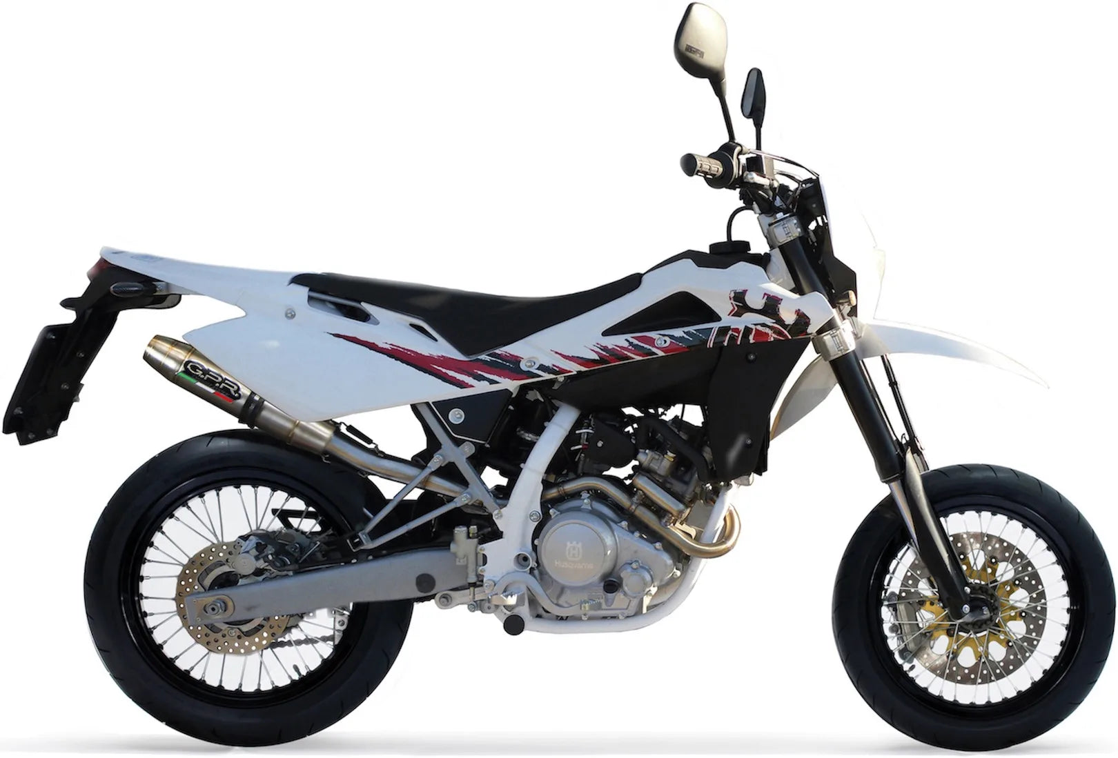 Complete Non-Catalytic Exhaust System With Sound Certification Deeptone Stainless Steel - Gpr Compatible With Husqvarna Smr 125 4T (2011-2013)