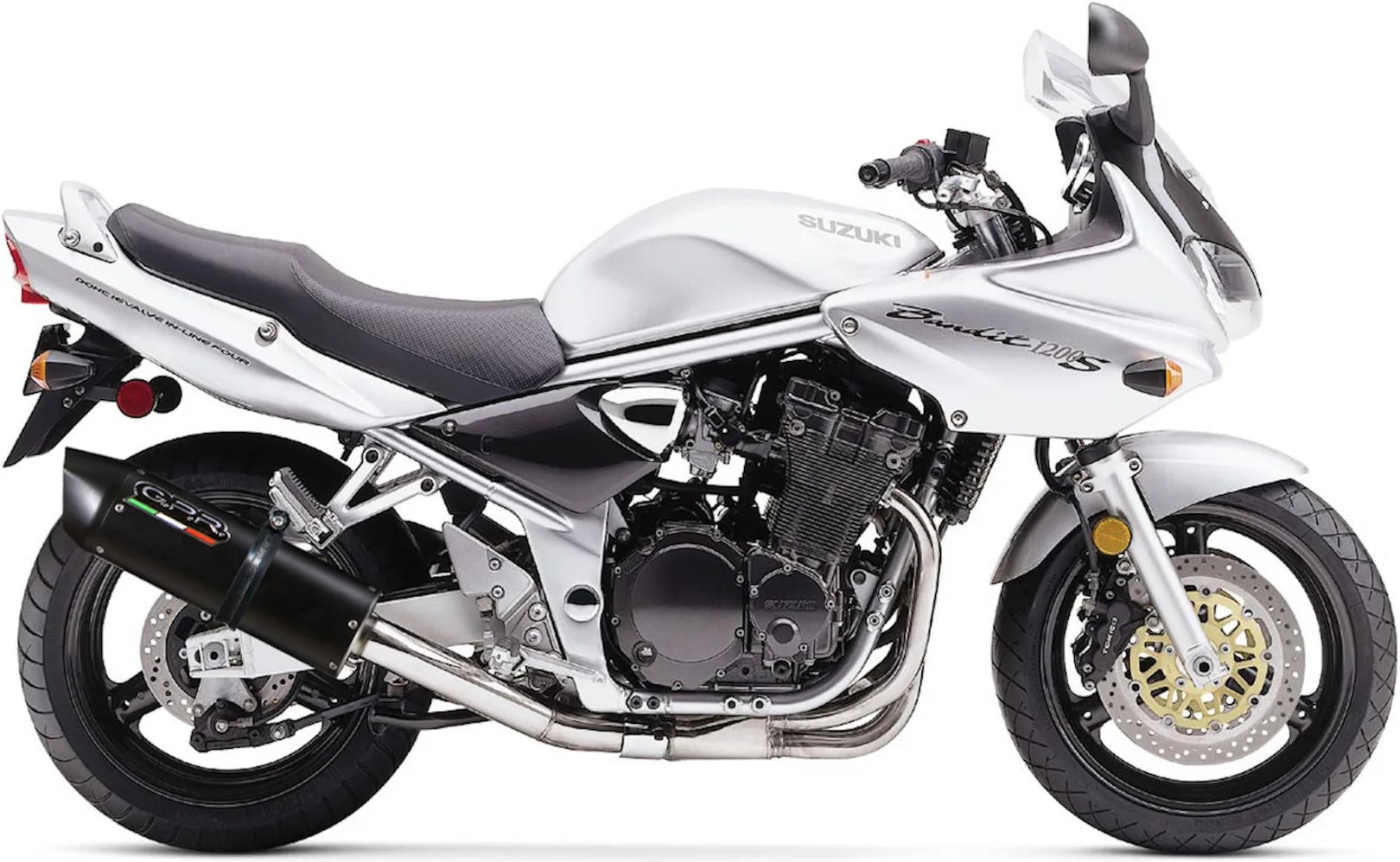 Catalytic Exhaust Tip With Sound Certification Furore Aluminium Black - Gpr Compatible With Suzuki Gsf 1200 Bandit - S (2005-2006)