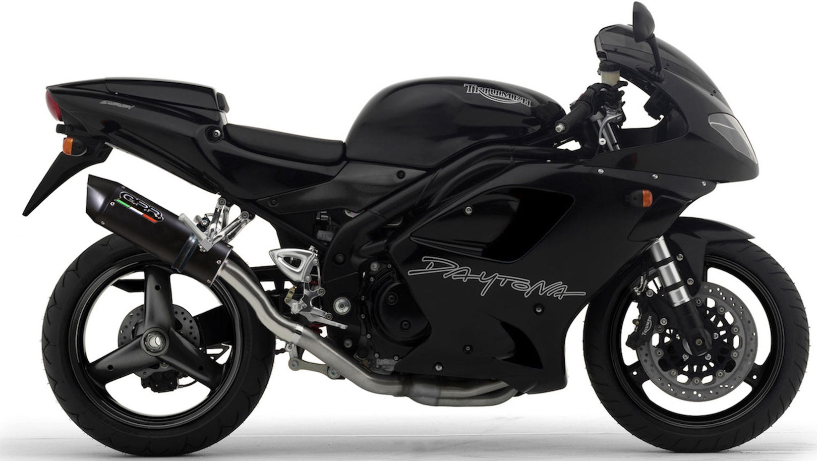 Exhaust Tip With Noise Certification Furore Aluminium Black - Gpr Compatible With Triumph Daytona 955 Anniversary (2002-2003)