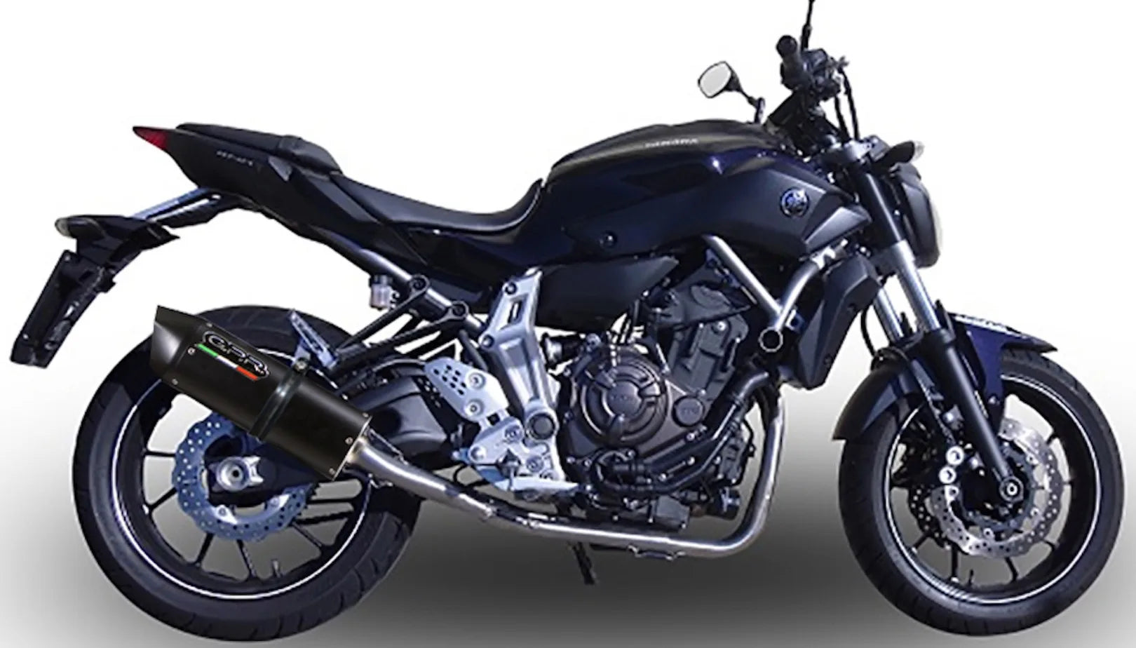 Complete Catalytic Exhaust System With Sound Certification Furore Aluminium Black - Gpr Compatible With Yamaha Mt-07 (2014-2016)