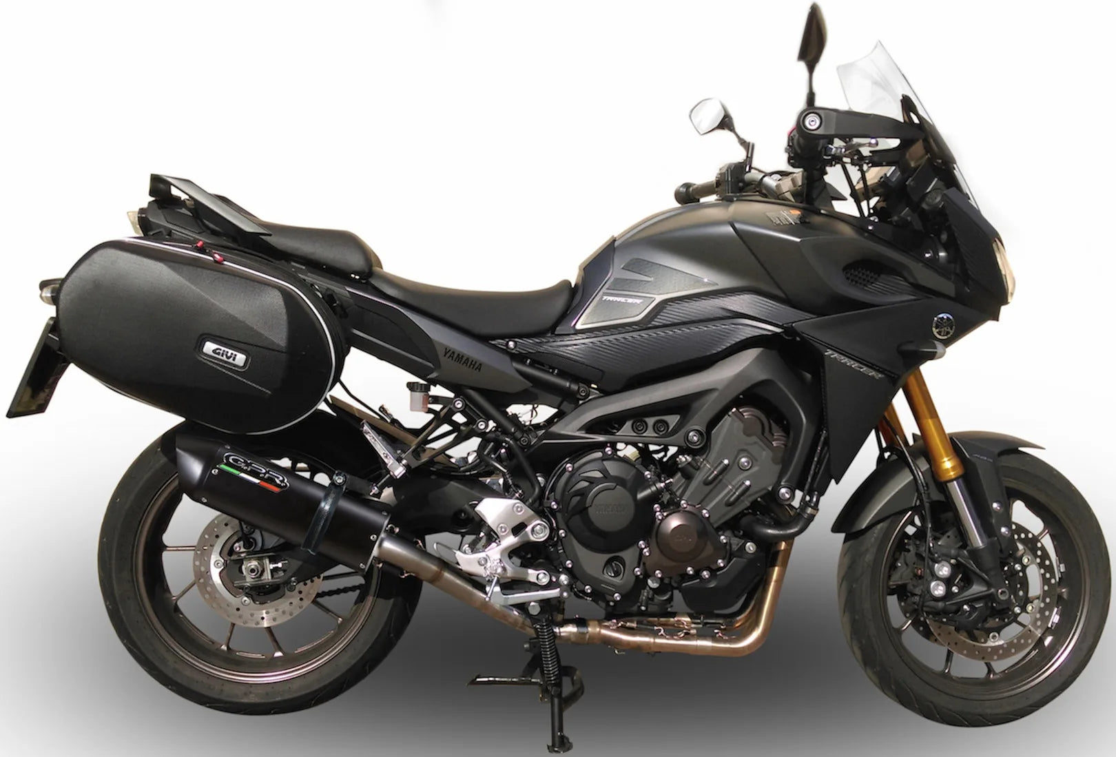 Complete Catalytic Exhaust System With Sound Certification Furore Aluminium Black - Gpr Compatible With Yamaha Tracer Fj-09 Tr (2015-2016)