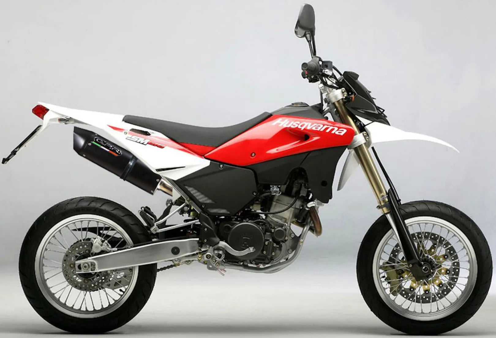 Catalytic Exhaust Tip With Sound Certification Furore Aluminium Black - Gpr Compatible With Husqvarna Te 610 E - Sm (2005-2006)