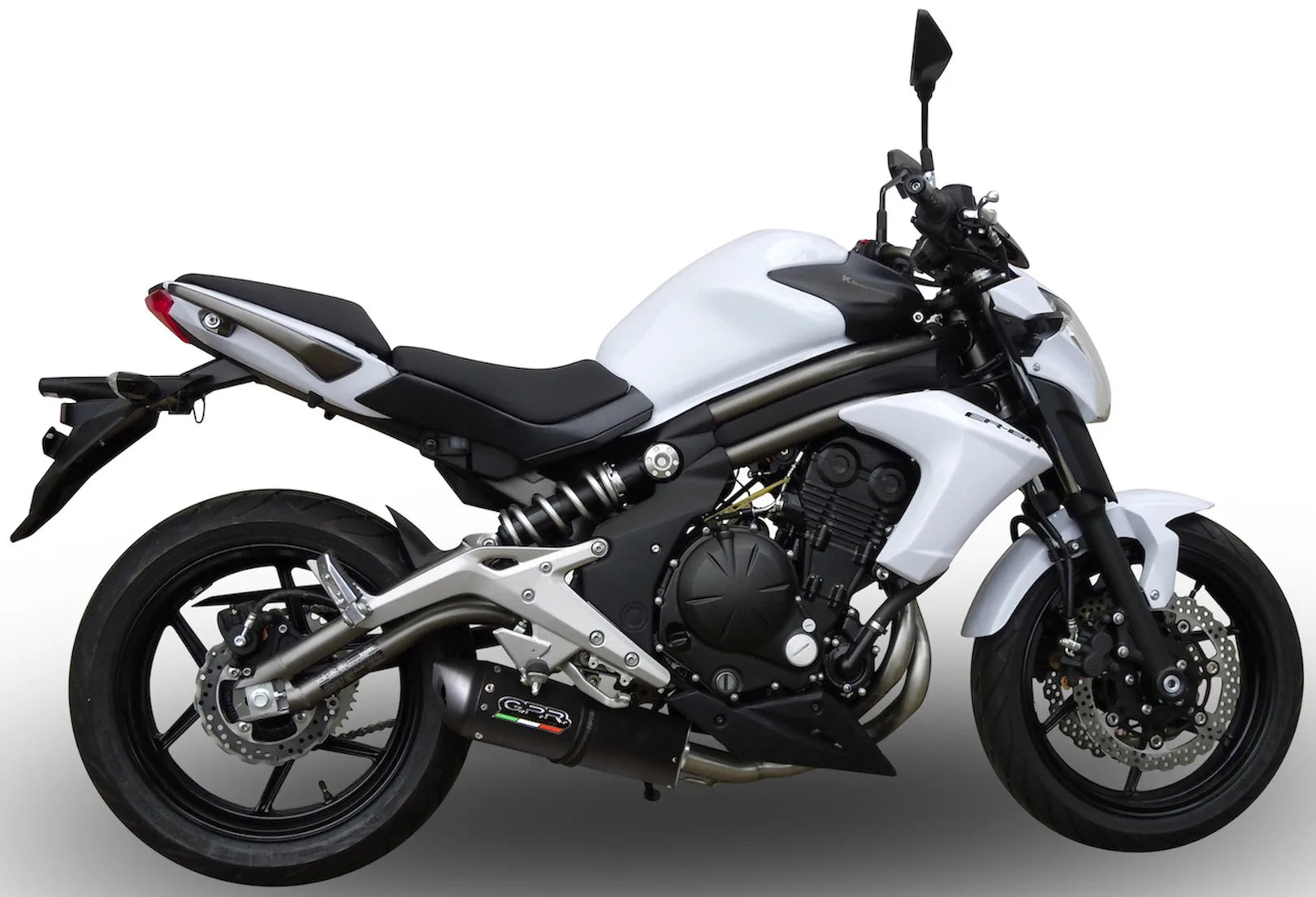 Catalytic Exhaust Tip With Sound Certification Furore Aluminium Black - Gpr Compatible With Kawasaki Er-6 N (2005-2011)