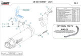 Complete Non-Catalytic Exhaust System With Sound Certification Ak-1 Steel Black Carbon - Mivv Compatible With Honda Cb 500 Hornet (2024)