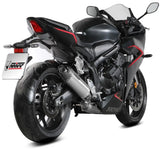 Complete Non-Catalytic Exhaust System With Sound Certification Ak-1 Steel Black Carbon Fiber End Cap - Mivv Compatible With Honda Cbr 650 R (2024-2026)