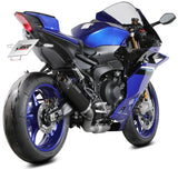 Complete Non-Catalytic Exhaust System With Sound Certification Ak-1 Steel Black Carbon Fiber End Cap - Mivv Compatible With Yamaha R9 (2025-2026)