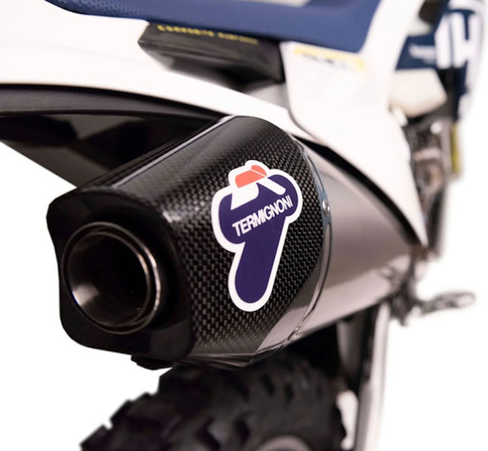 Exhaust Tip Without Sound Certification Oval Titanium Carbon Cap - Termignoni Compatible With Husqvarna Fe 250 (2018-2019)