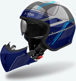 Urban Motorcycle Helmet Airoh J 110 - J1S18 Composite Carbon Gloss Blue Slim Size Xxl
