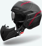 Urban Motorcycle Helmet Airoh J 110 - J1S55 Composite Carbon Matte Red Slim Size M
