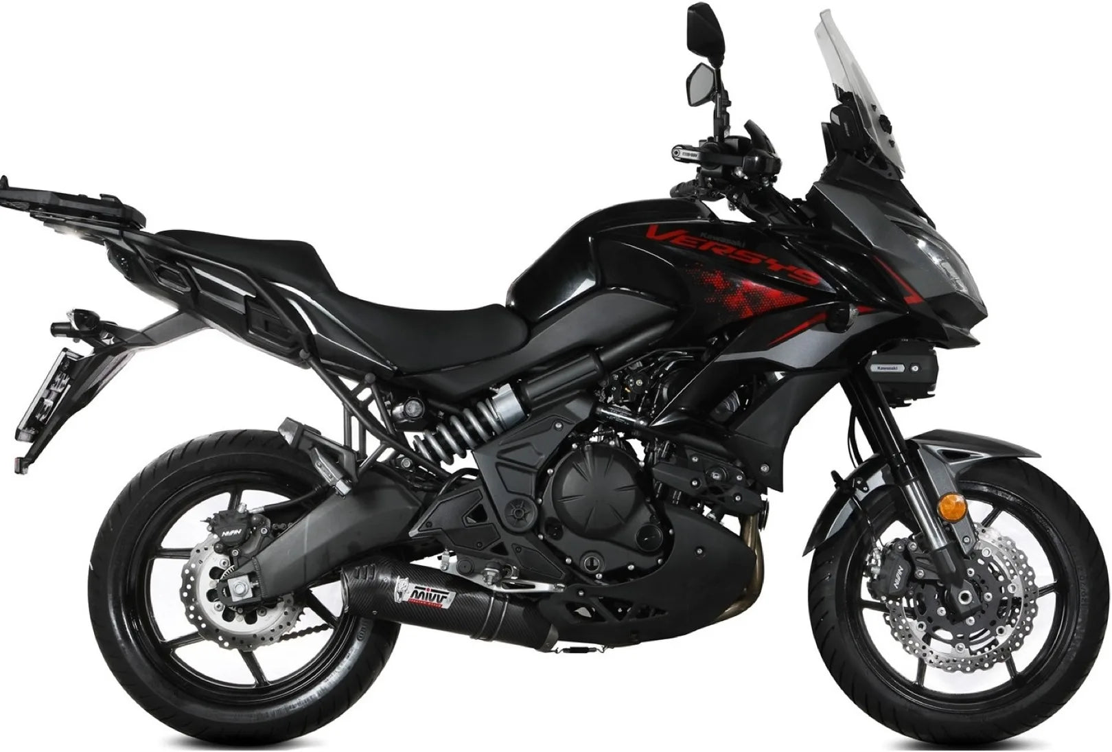 Complete Exhaust System Without Catalytic Converter And Without Sound Certification Oval Carbon Carbon - Mivv Compatible With Kawasaki Versys 650 (2021-2023)