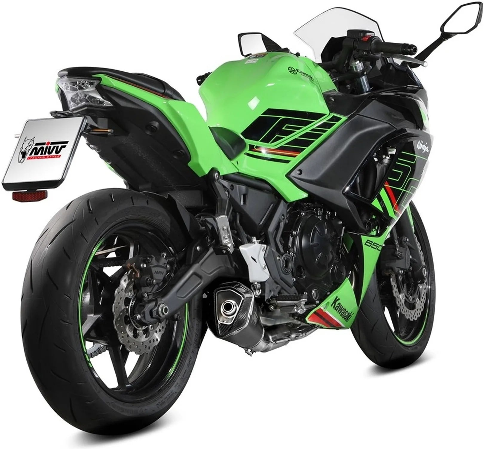 Complete Catalytic Exhaust System With Sound Certification Delta Race Steel Black Carbon - Mivv Compatible With Kawasaki Ninja 650 (2024)