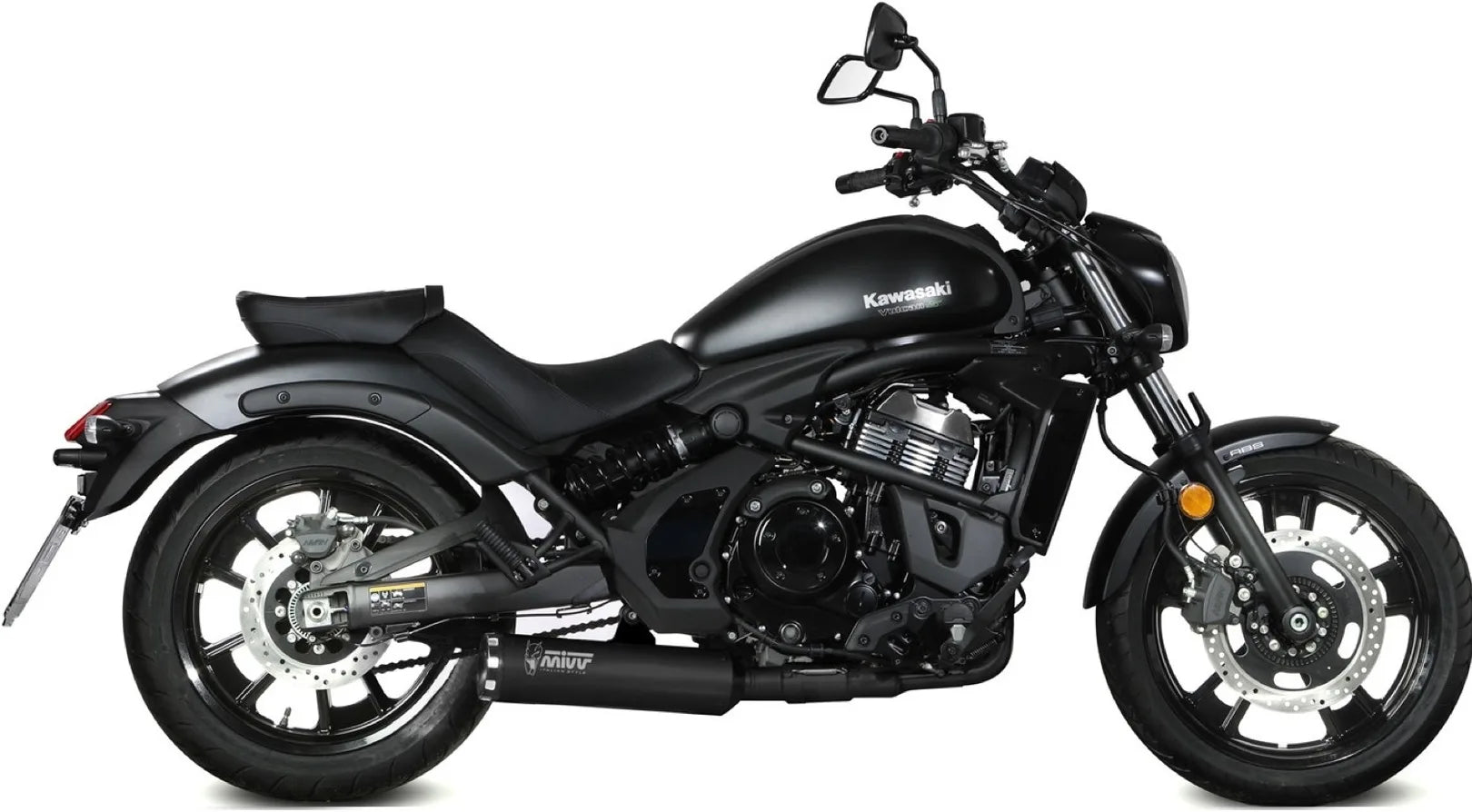 Complete Exhaust System Without Catalytic Converter And Without Sound Certification Hr-1 Steel Black - Mivv Compatible With Kawasaki Vulcan S (2017-2023)