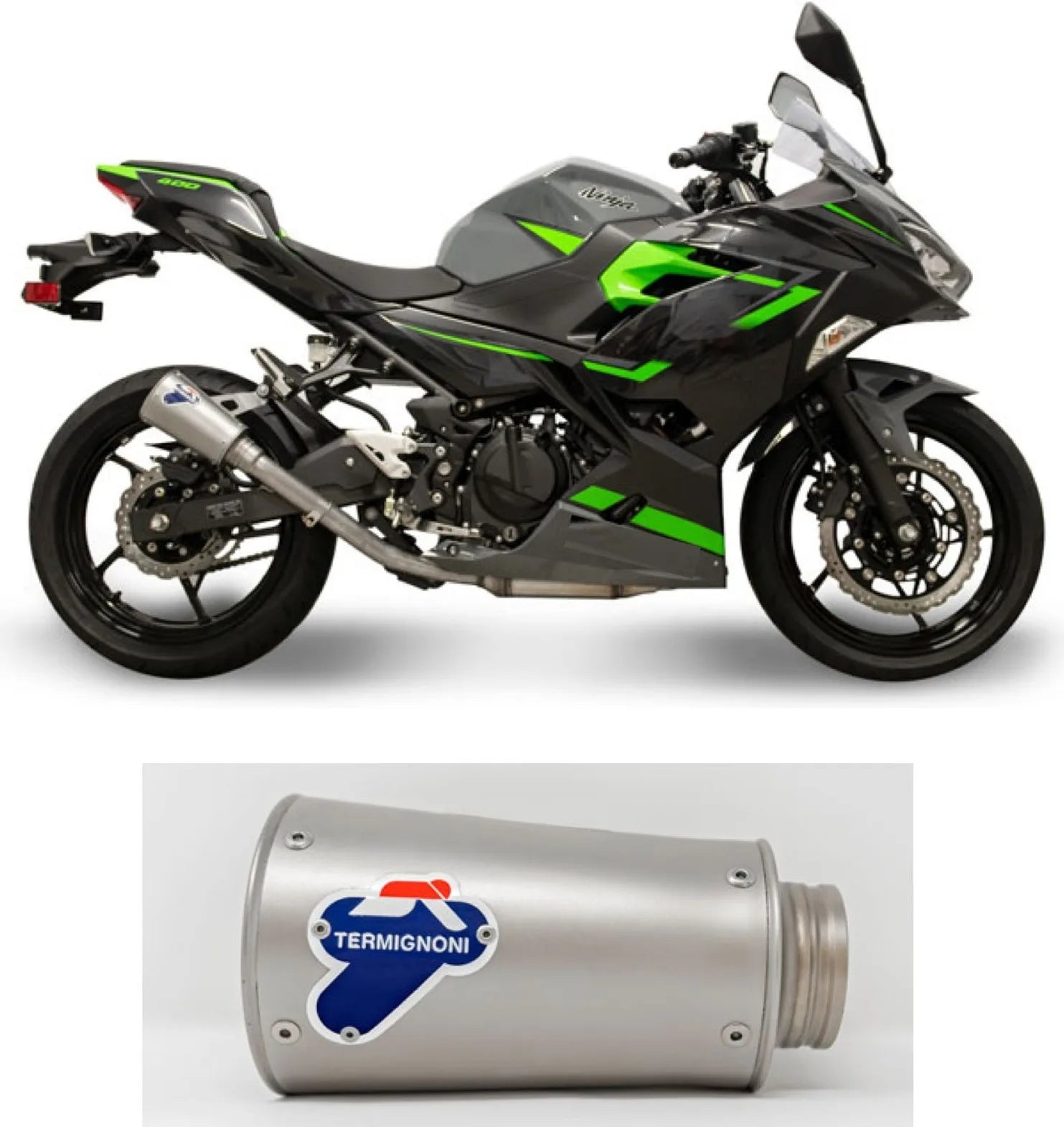 Exhaust Tip Without Sound Certification Gp2R-R Stainless Steel - Termignoni Compatible With Kawasaki Ninja 400 (2018-2020)