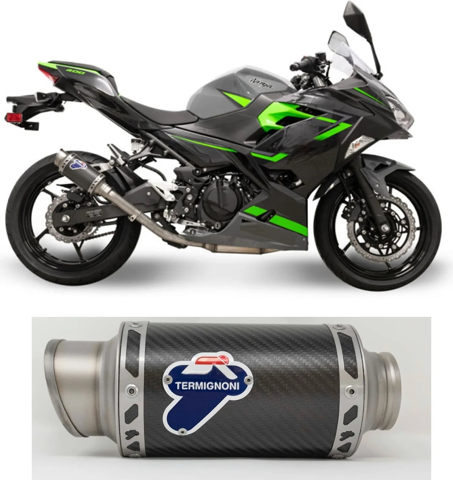 Exhaust Tip Without Sound Certification Gp Carbon - Termignoni Compatible With Kawasaki Z 400 (2018-2020)