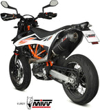 Uncatalysed Exhaust System Without Sound Certification Oval Steel Black Carbon - Mivv Compatible With Ktm 690 Smc R (2020-2024)