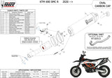 Uncatalysed Exhaust System Without Sound Certification Oval Titanium Carbon - Mivv Compatible With Ktm 690 Smc R (2020-2024)