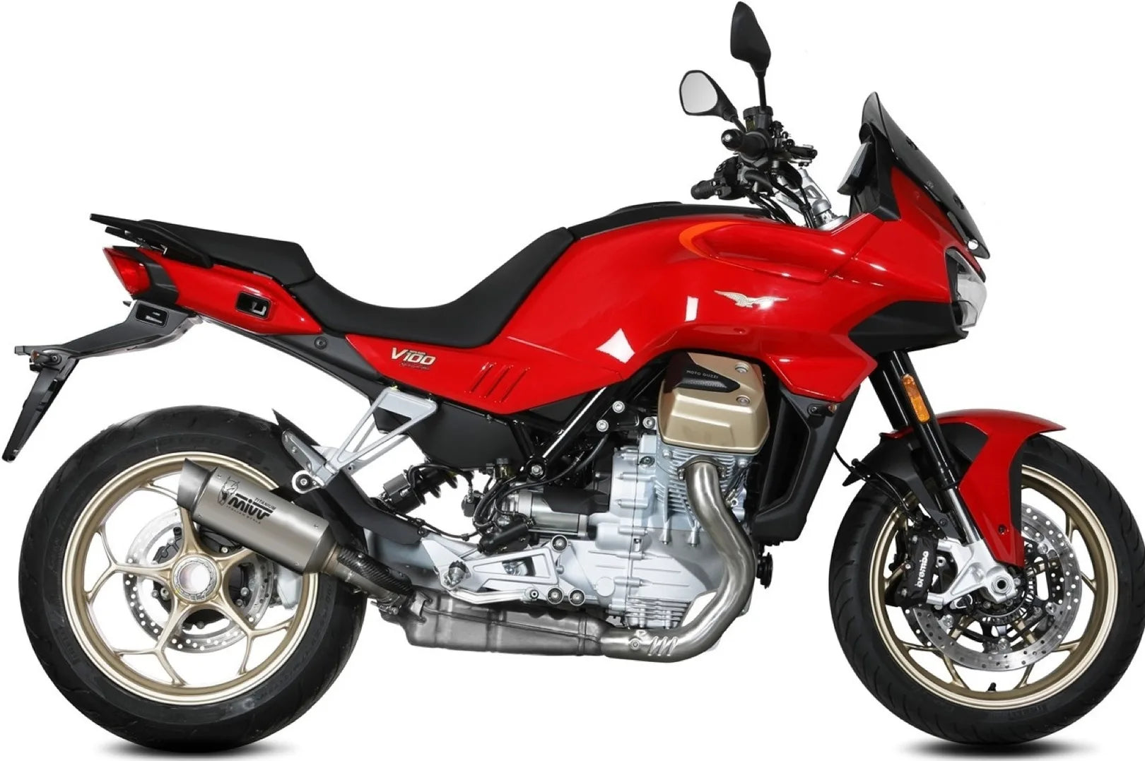 Complete Non-Catalytic Exhaust System With Sound Certification Gppro Titanium - Mivv Compatible With Moto Guzzi V 100 Mandello 1000 (2022-2024)