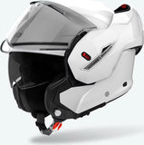 Flip-Up Motorcycle Helmet Airoh Mathisse Ii - Mth214 Thermoplastic Hrt Gloss White Color Size Xl
