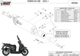 Non-Catalytic Exhaust Tip With Sound Certification Mover Steel Black - Mivv Compatible With Honda Sh 300 (2007-2020)