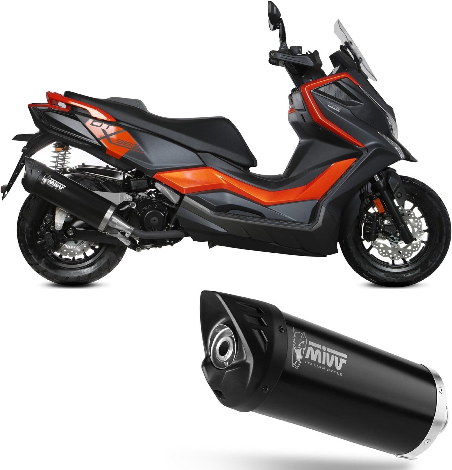 Uncatalysed Exhaust System Without Sound Certification Mover Steel Black - Mivv Compatible With Kymco Dtx 350 (2023-2024)