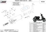 Non-Catalytic Exhaust Tip With Sound Certification Mover Steel Black - Mivv Compatible With Piaggio Vespa Gts 300 (2008-2020)
