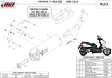 Uncatalysed Exhaust System Without Sound Certification Mover Steel Black - Mivv Compatible With Yamaha X-Max 250 (2006-2016)