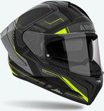 Full-Face Motorcycle Helmet Airoh Matryx - Mxrk31 Composite Carbon Matte Yellow Rocket Size M