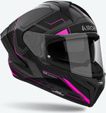 Full-Face Motorcycle Helmet Airoh Matryx - Mxrk54 Composite Carbon Matte Pink Rocket Size M