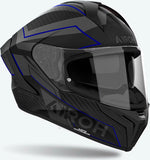 Full-Face Motorcycle Helmet Airoh Matryx - Mxse18 Composite Carbon Matte Blue Sentinel Size Xl