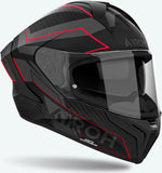 Full-Face Motorcycle Helmet Airoh Matryx - Mxse55 Composite Carbon Matte Red Sentinel Size S