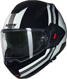 Flip-Up Travelling Motorcycle Helmet Nolan N120-1 Black / White / Silver Lineo 348 Size L