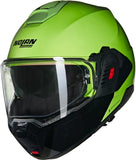 Flip-Up Travelling Motorcycle Helmet Nolan N120-1 Green Impulso / Black Mivedi 329 Size M