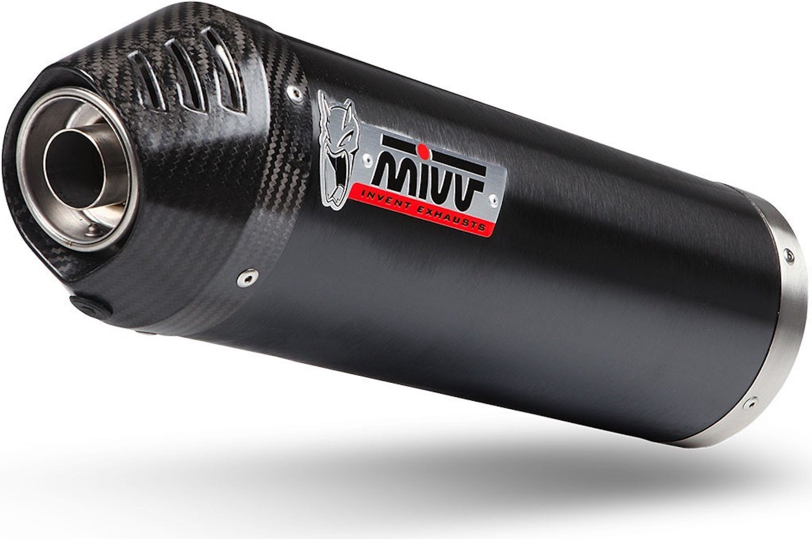 Non-Catalytic Exhaust Tip With Sound Certification Oval Steel Black Carbon - Mivv Compatible With Kymco Xciting 400 (2013-2018)