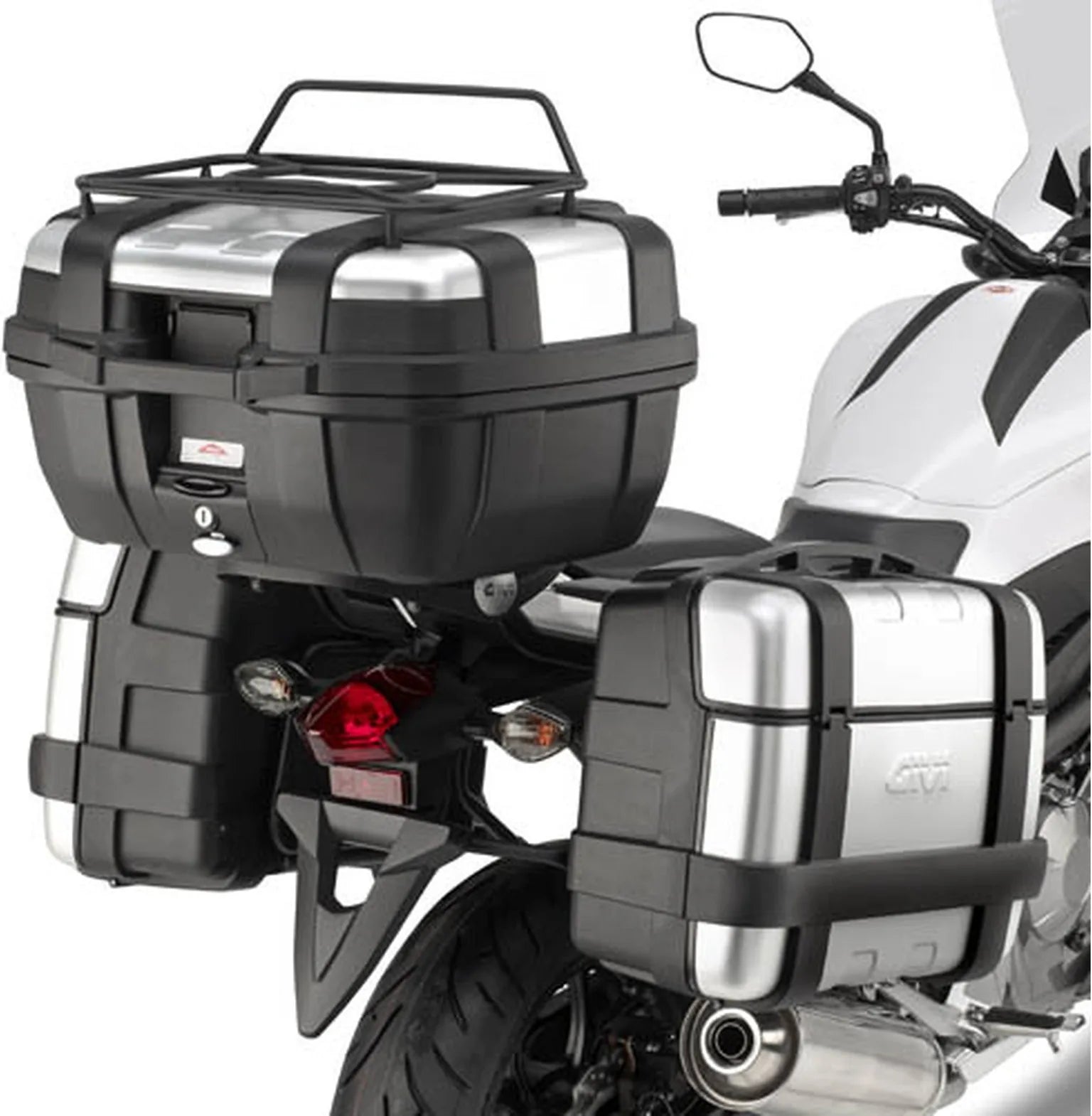 Monokey Trekker Black Side Cases - 66 Lt Trekker Aluminium - Givi Compatible With Honda Nc 750 X - Dct (2014-2015)