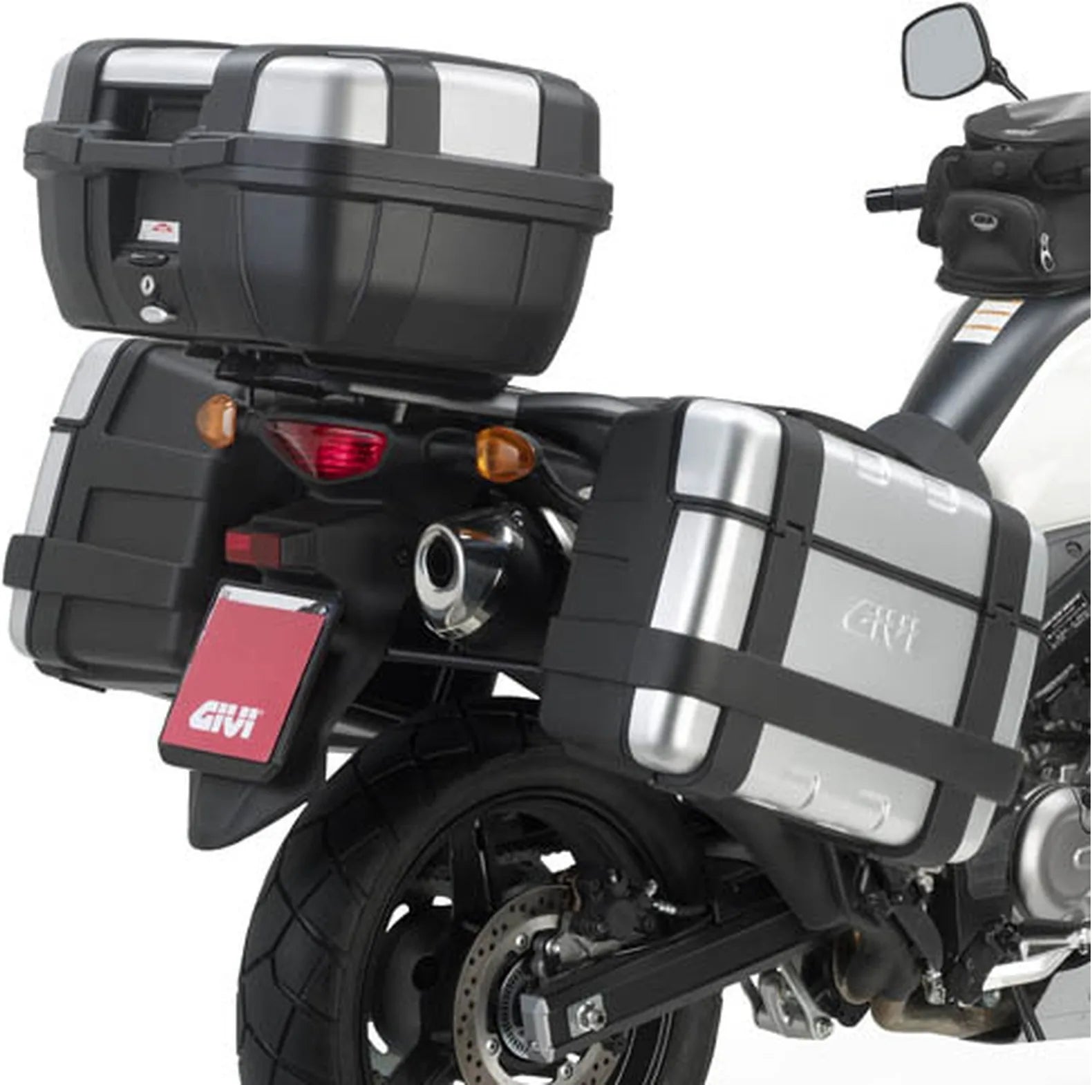 Monokey Black Side Cases - 66 Lt Nylon - Givi Compatible With Suzuki Dl 650 V-Strom L2 L3 L4 L5 L6 (2011-2016)