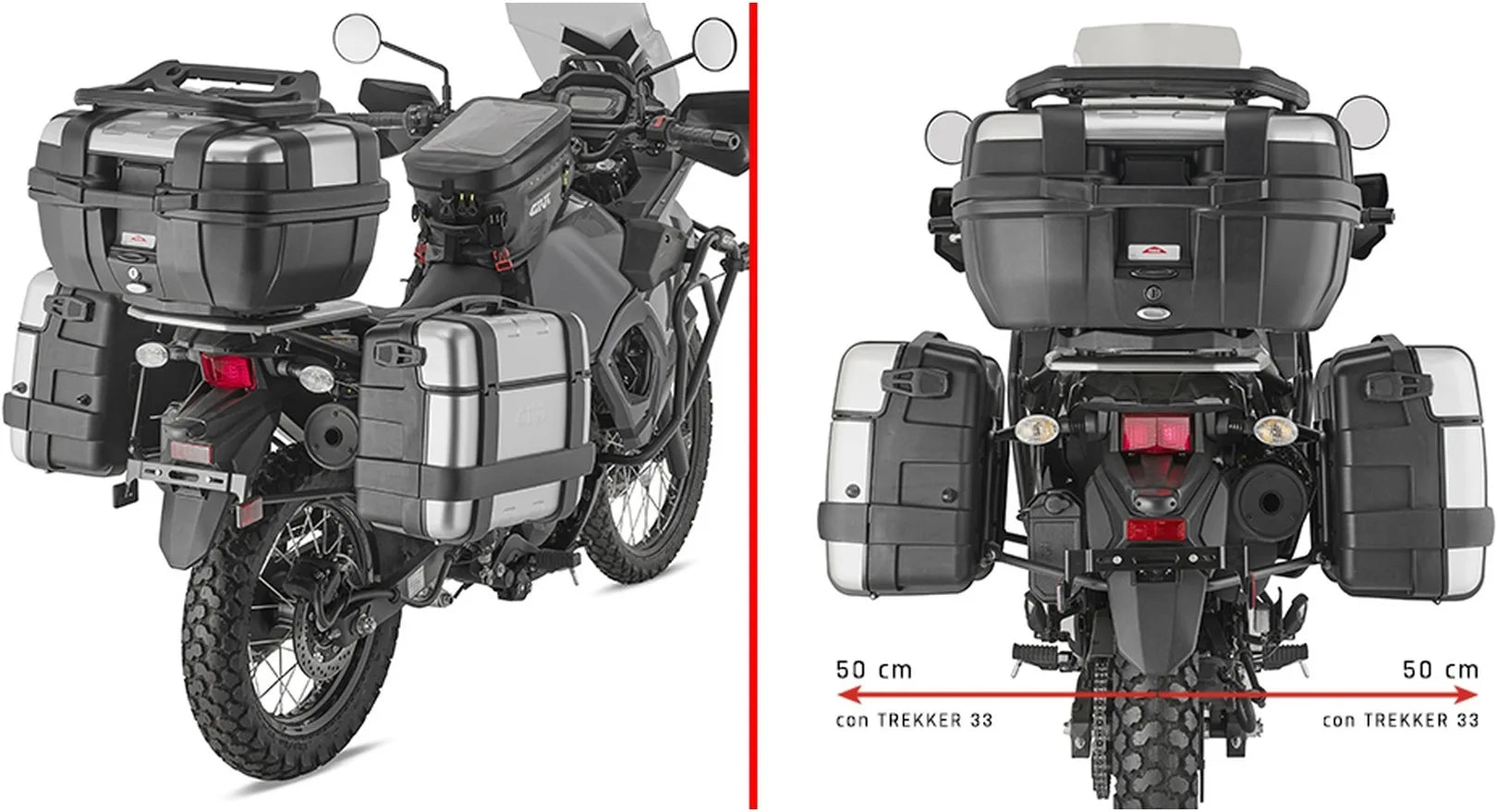 Monokey Trekker Dolomiti Black Aluminium Side Cases - 72 Lt Trekker Dolomiti Aluminium - Givi Compatible With Kawasaki Klr 650 - S (2023-2024)