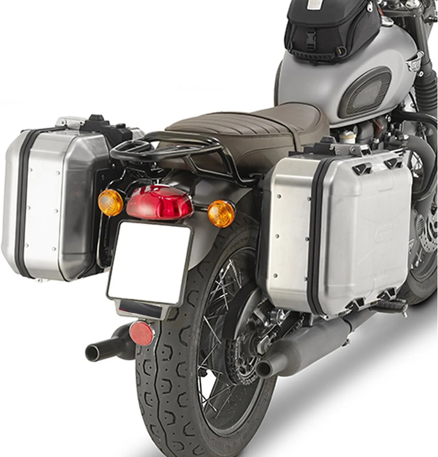 Vision Black Top Case + Side Cases - 78 Lt Vision Technopolymer - Givi Compatible With Triumph Bonneville T100 (2017-2022)