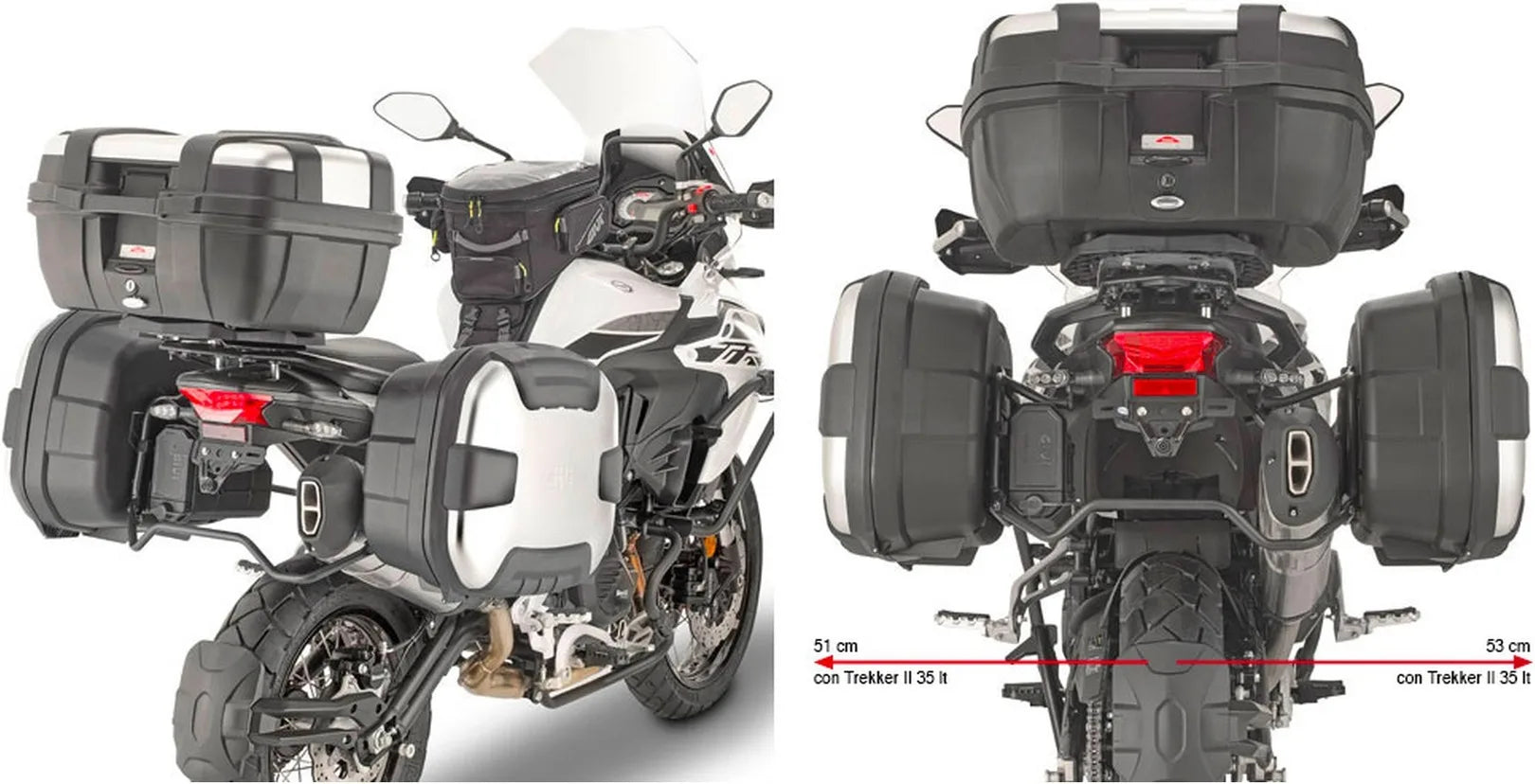 Monokey Trekker Alaska Aluminium Side Cases - 72 Lt Trekker Alaska Aluminium - Givi Compatible With Benelli Trk 502 X (2020-2024)