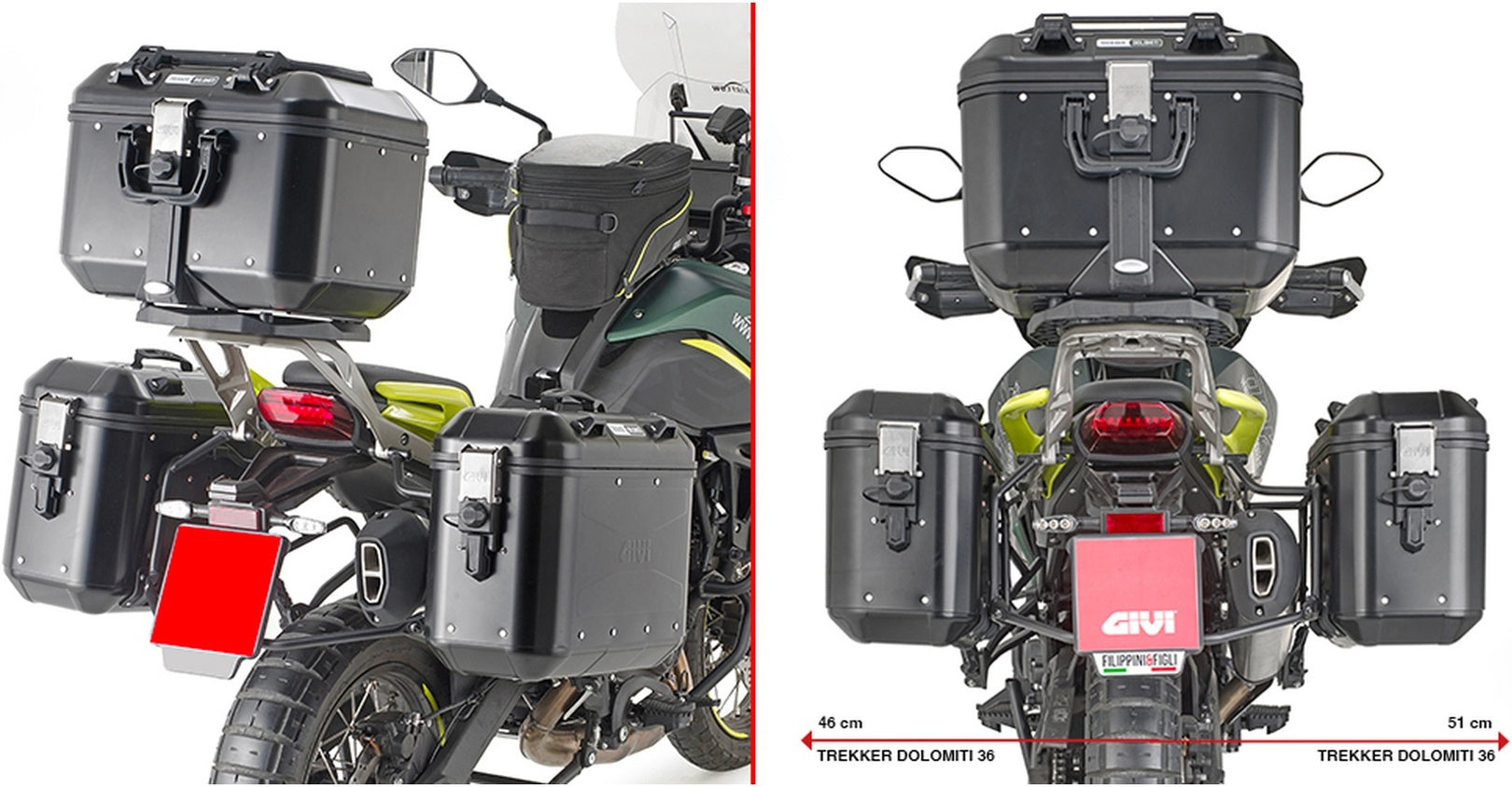 Black Top Case + Side Cases - 84 Lt Technopolymer - Givi Compatible With Benelli Trk 702 X (2023-2024)