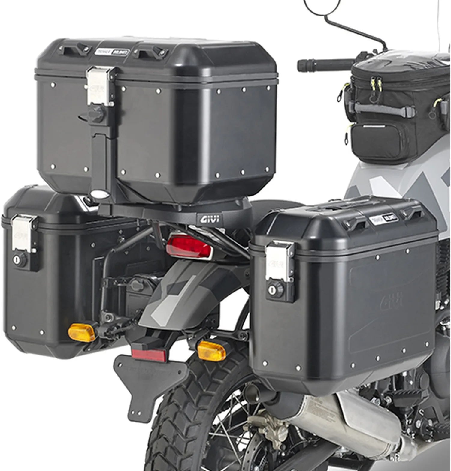 Monokey Black Side Bags - 50 Lt Technopolymer - Givi Compatible With Royal Enfield Himalayan (2018-2020)