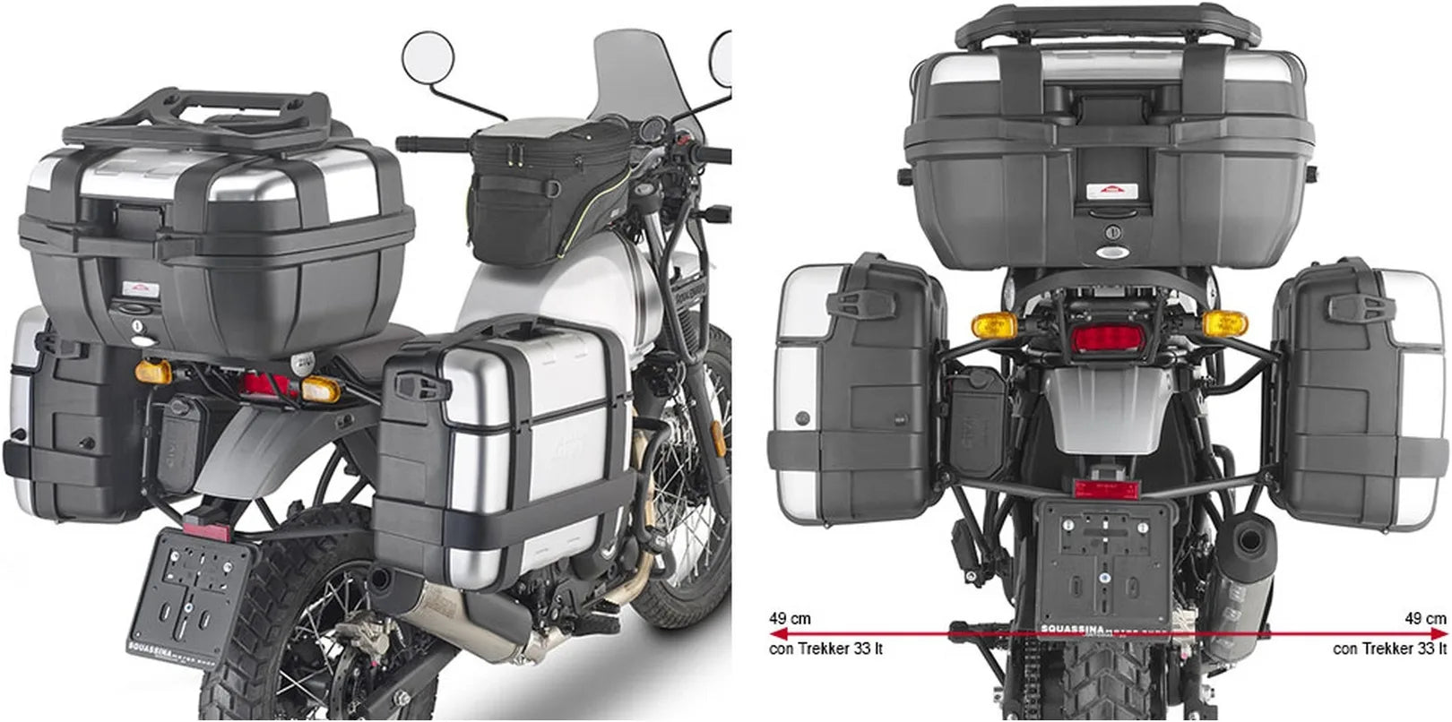 Monokey Black Side Cases - 66 Lt Nylon - Givi Compatible With Royal Enfield Himalayan (2021-2023)