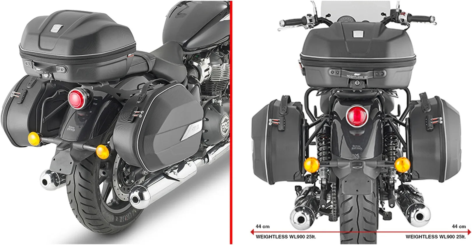 Monokey Black Side Cases - 66 Lt Nylon - Givi Compatible With Royal Enfield Super Meteor 650 (2023-2024)