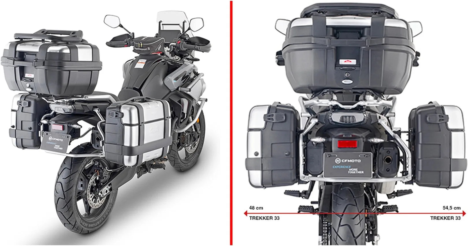 Monokey Canyon Black Side Bags - 50 Lt Canyon Nylon - Givi Compatible With Cfmoto 800 Mt (2022-2024)