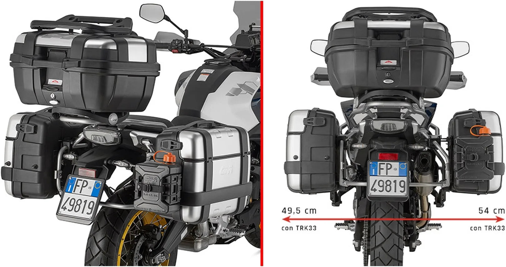 Monokey Black Side Bags - 50 Lt Technopolymer - Givi Compatible With Cfmoto 700 Mt Adv (2025)